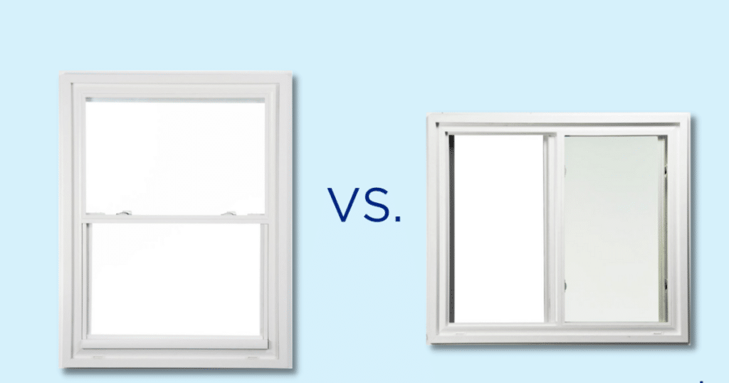 Double-hung vs. sliding window.